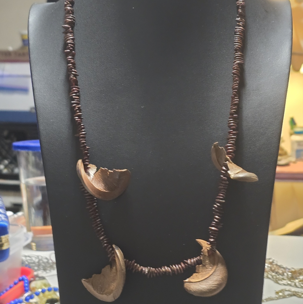 Vtg Handmade Apple Seed Beaded Hippie Boho Necklace Lot 8